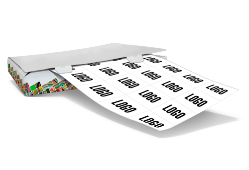 Trykte etiketter i kasser